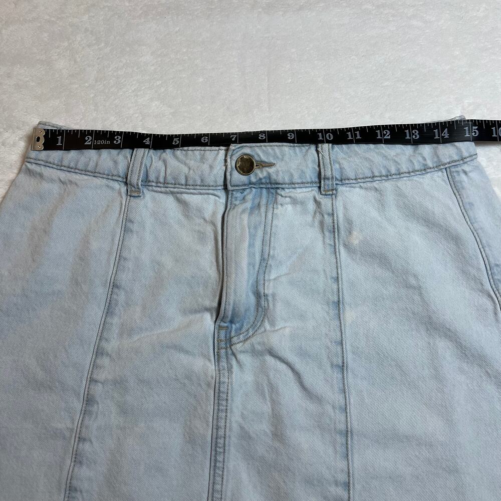 Zara Denim Mini Skirt w/ Raw Hem Size M Casual Festival Y2K Summer Cotton 90s - Picture 7 of 10